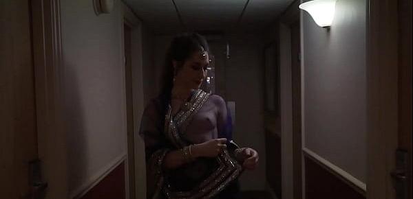  Indian Actress dare to walk naked in hotel with see through saree and guest see her